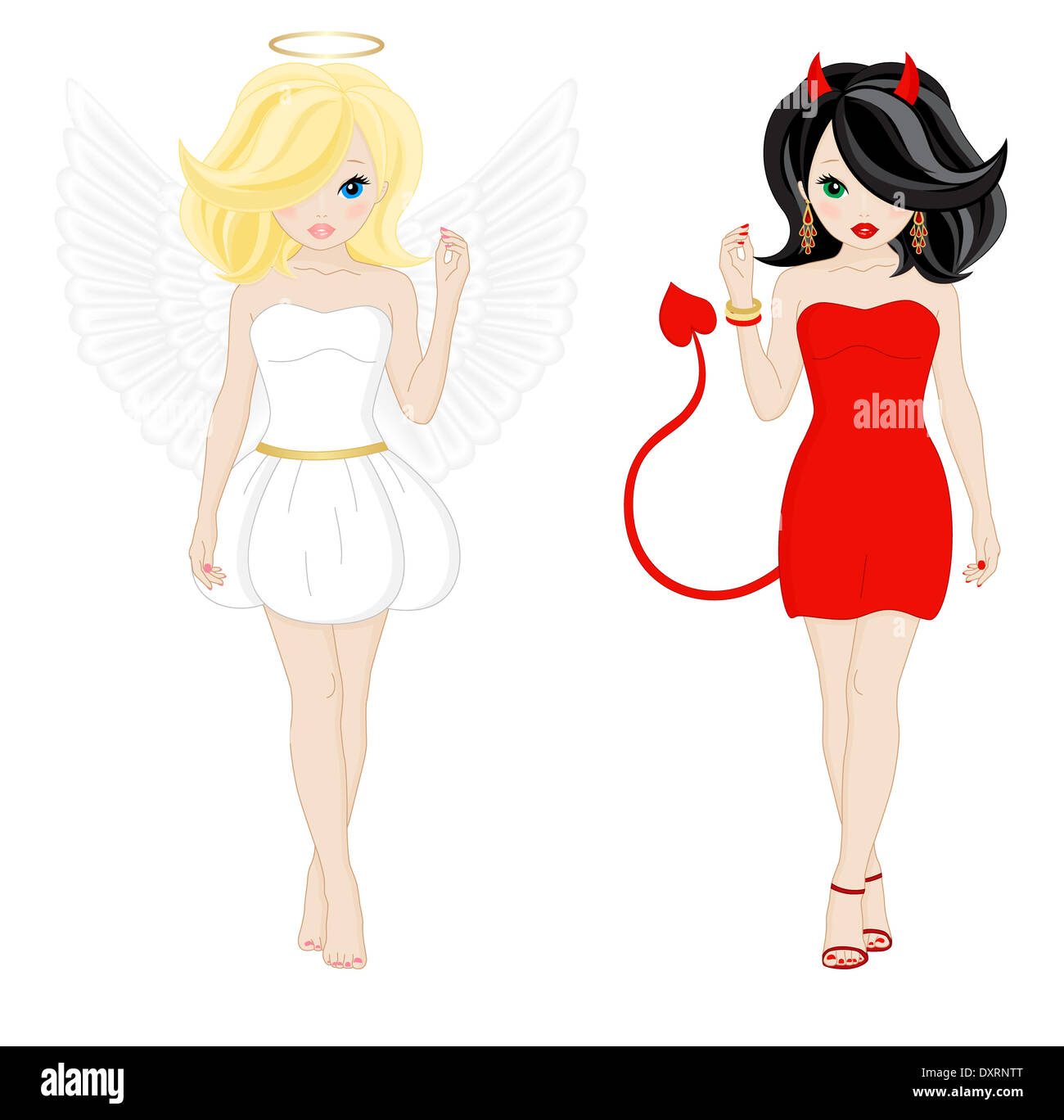 Angel And Devil In Female Appearance Isolated On White Background Stock 