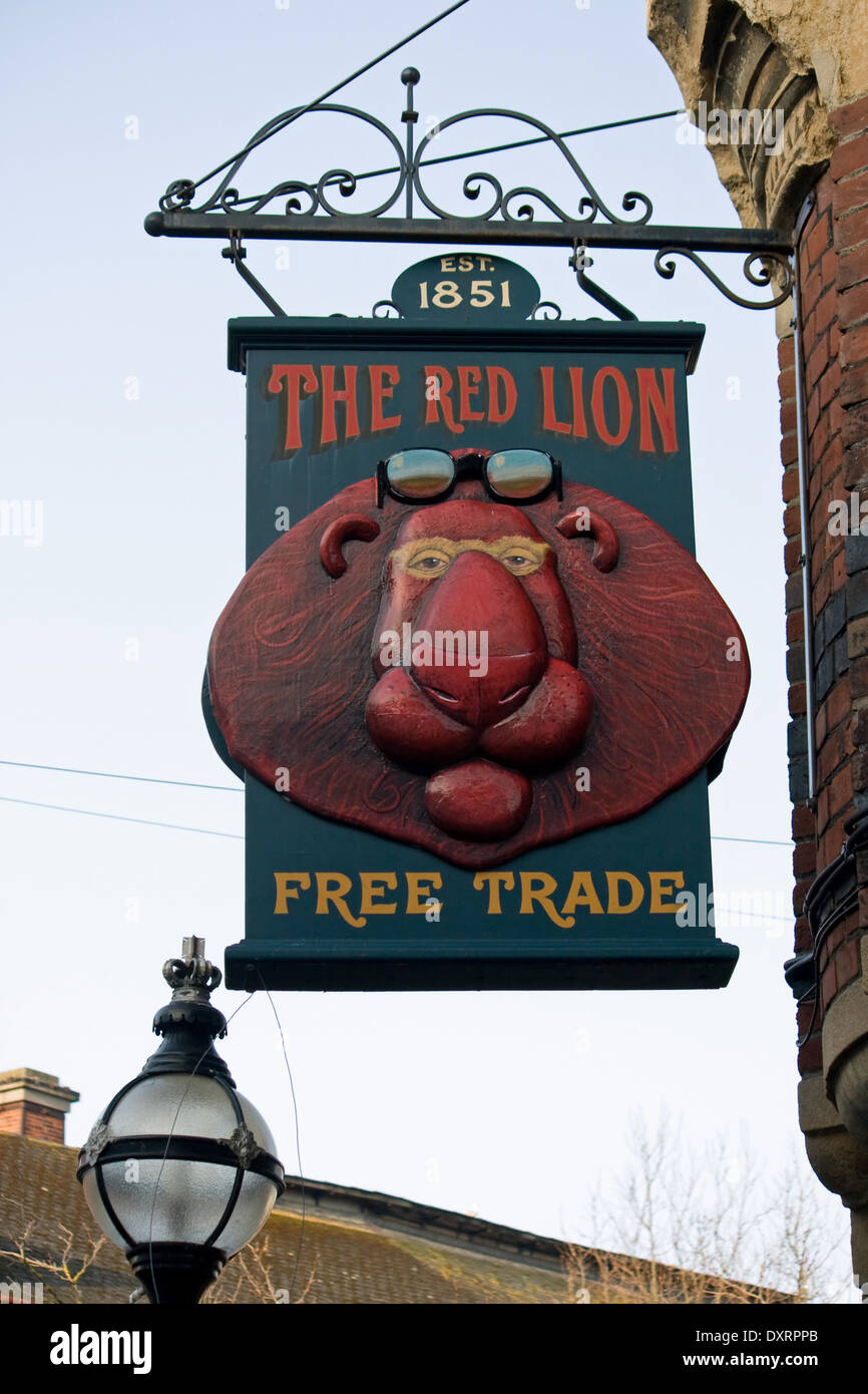 The Red Lion pub sign in Weymouth,Dorset. Stock Photo
