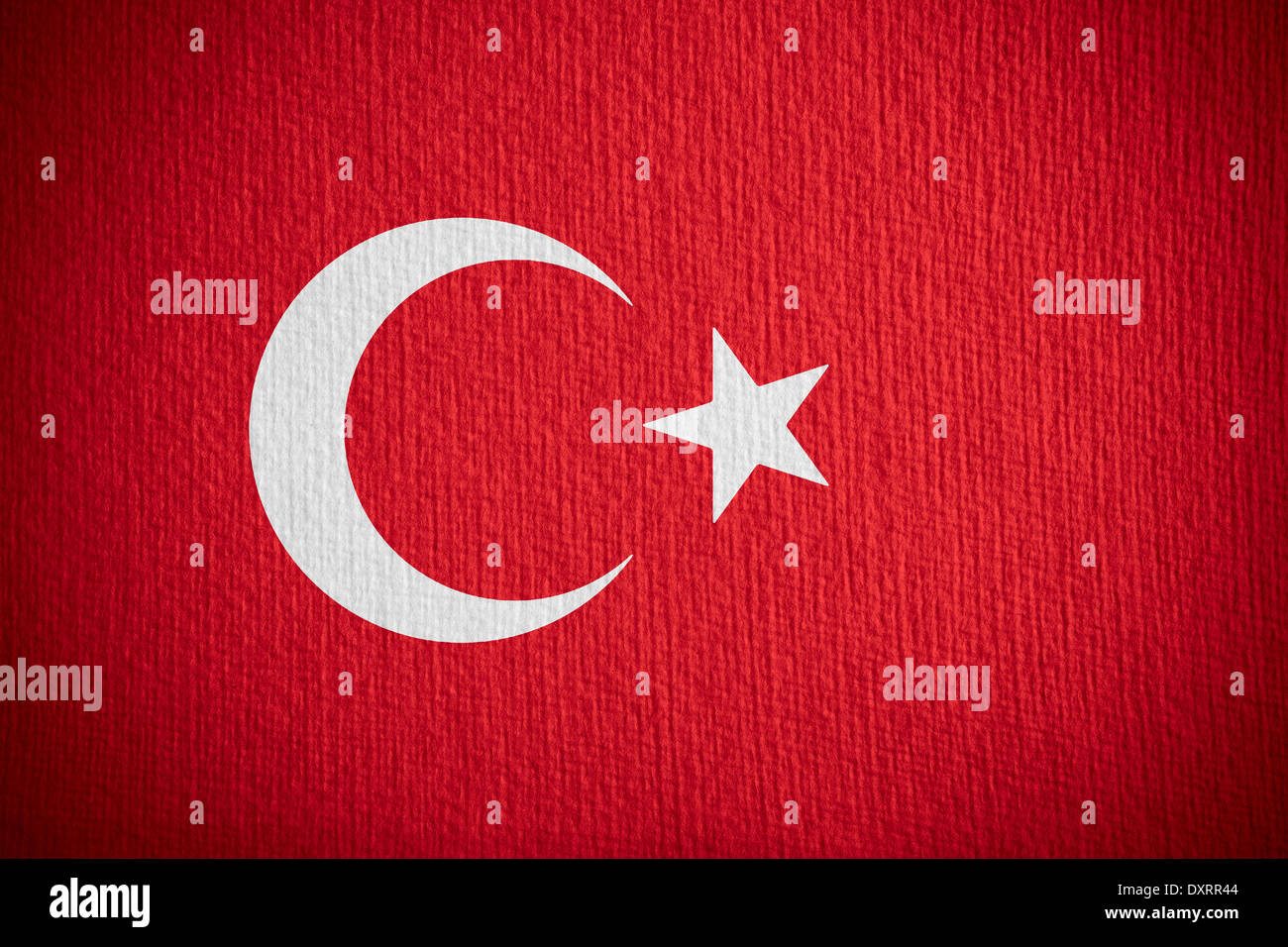 flag of Turkey or Turkish banner on paper background Stock Photo