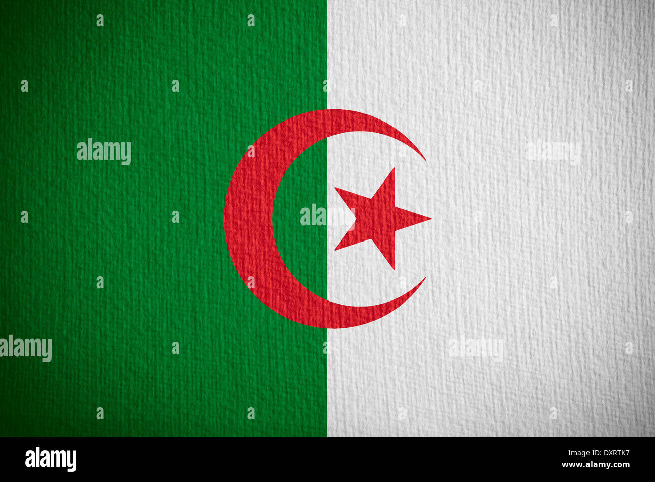 flag of Algeria or Algerian banner on paper background Stock Photo