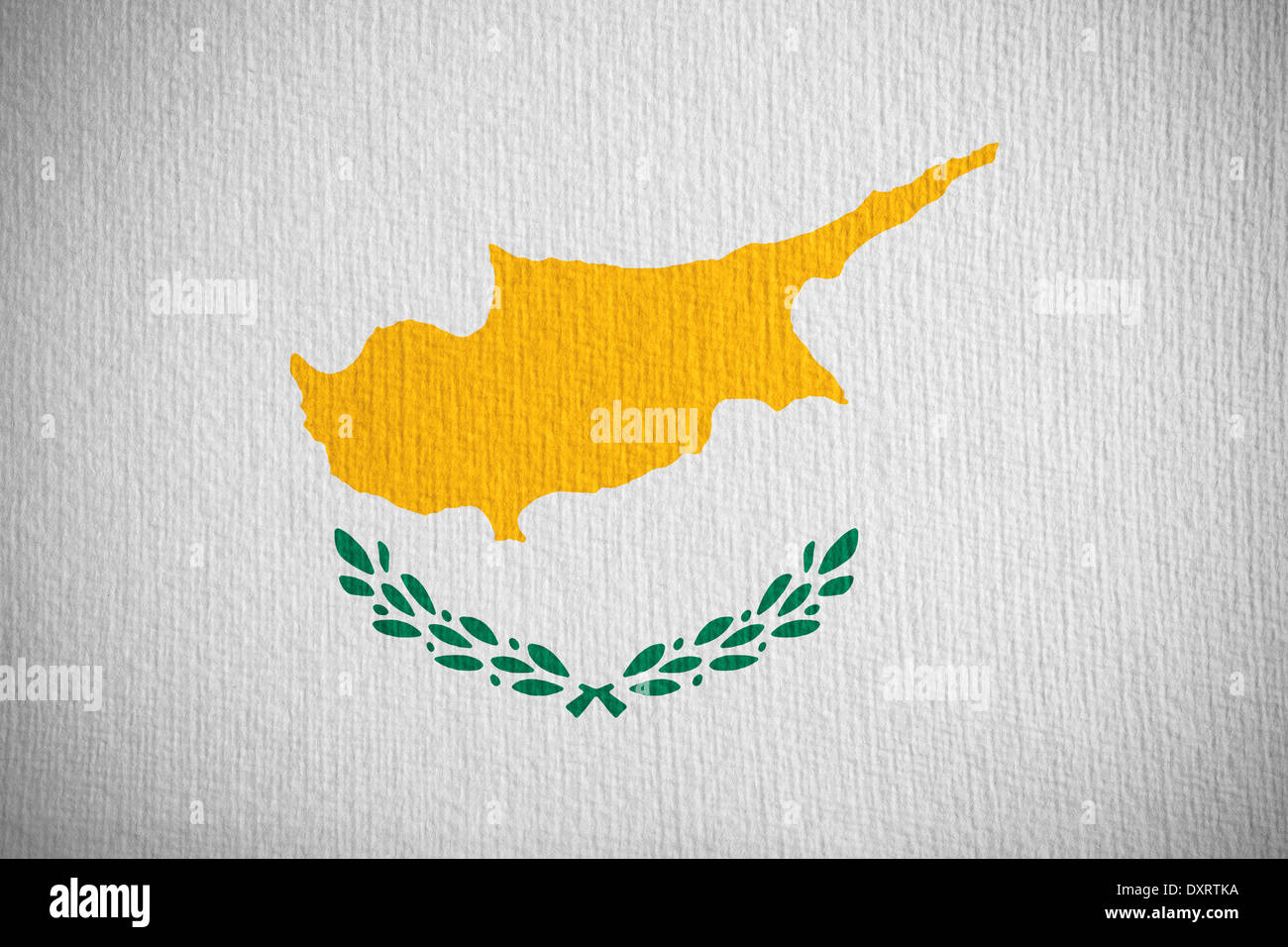 flag of Cyprus or Cypriot banner on paper background Stock Photo