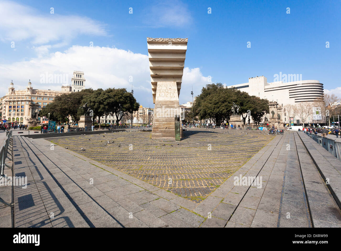 Francesc Maciå Monument in Plaça Catalunya, Barcelona, Spain. Stock Photo