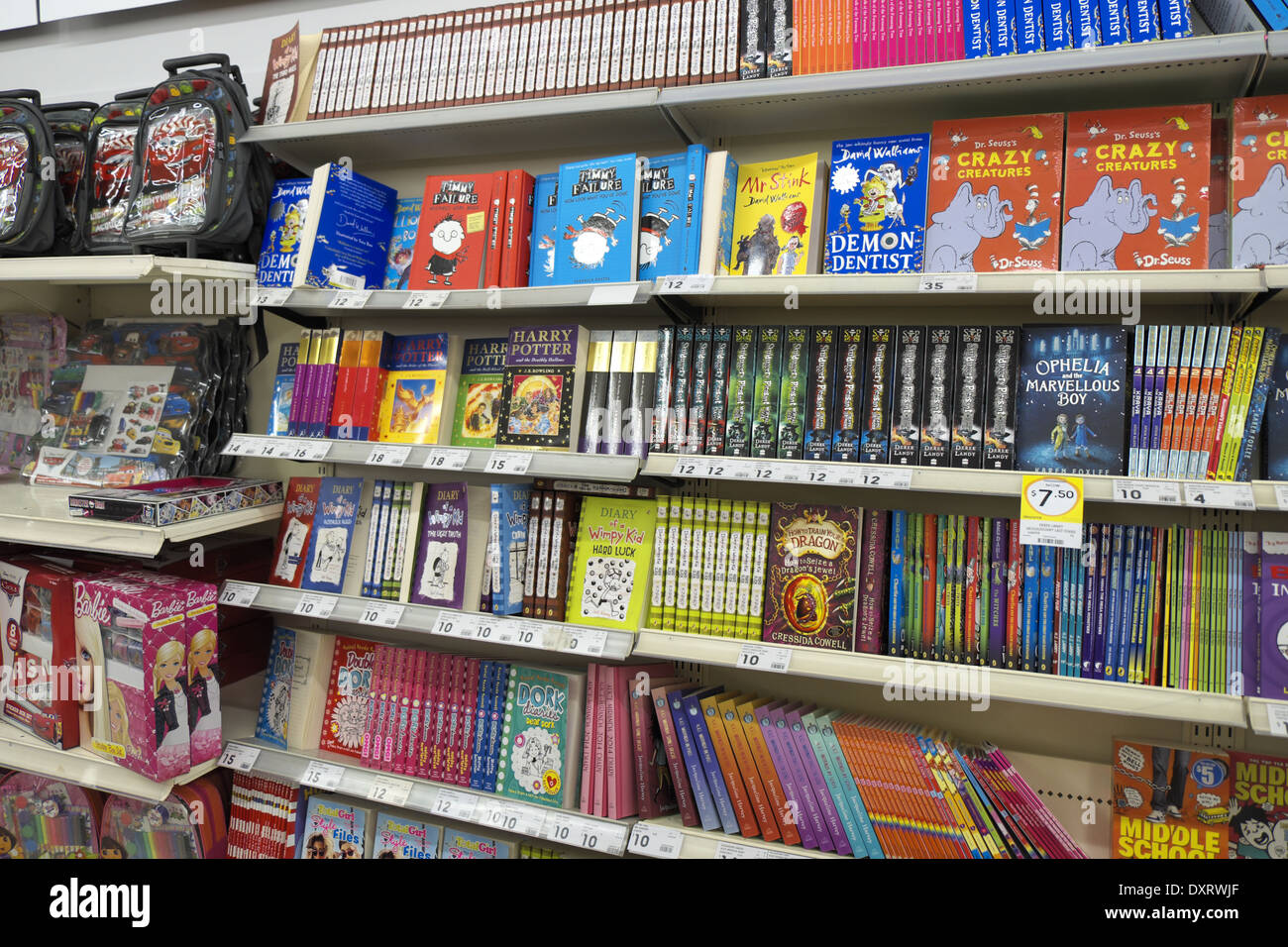 Childrens books for sale in an australian supermarket in Sydney,New