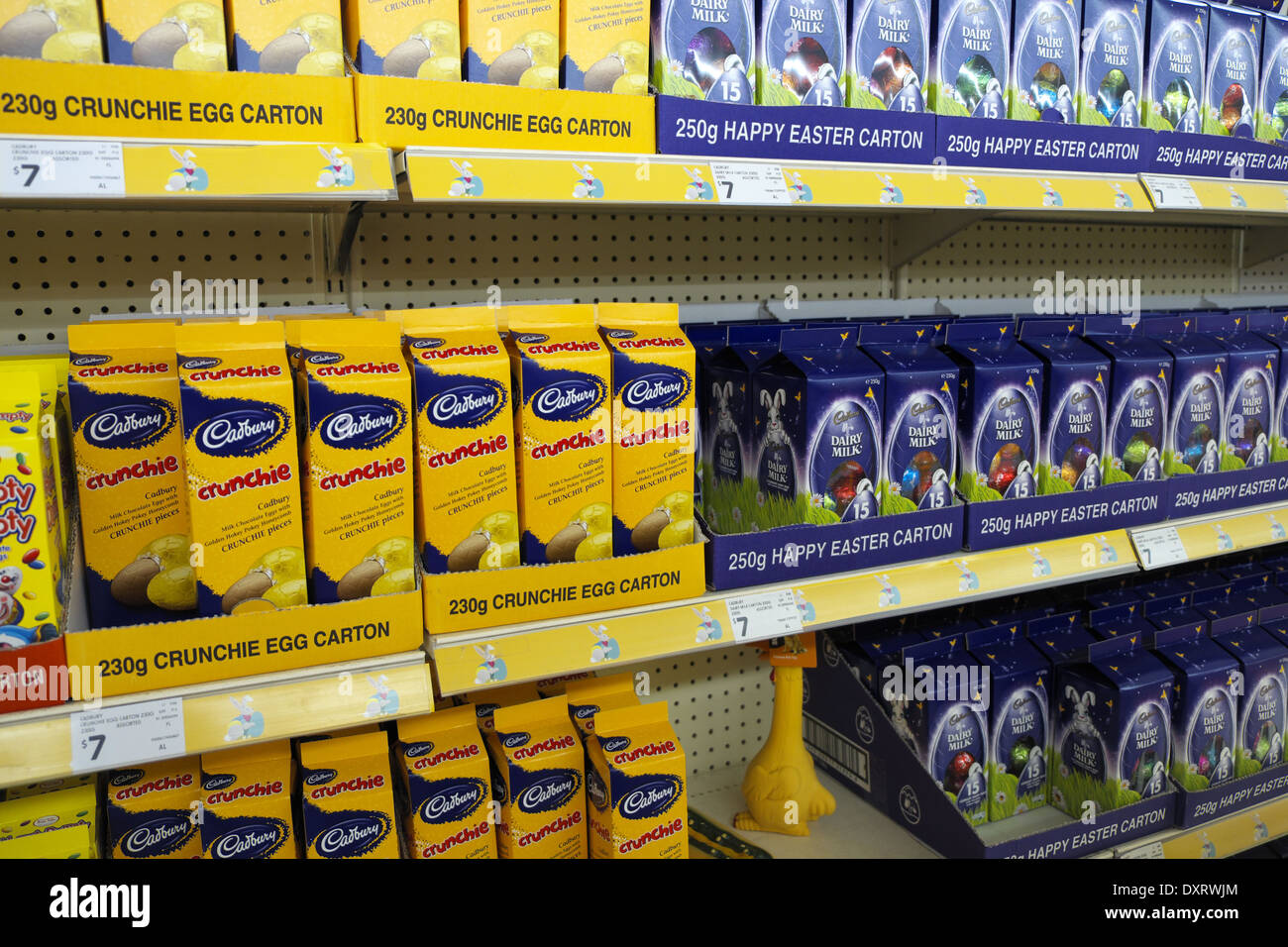 Chocolate easter eggs for sale in an australian supermarket Stock Photo