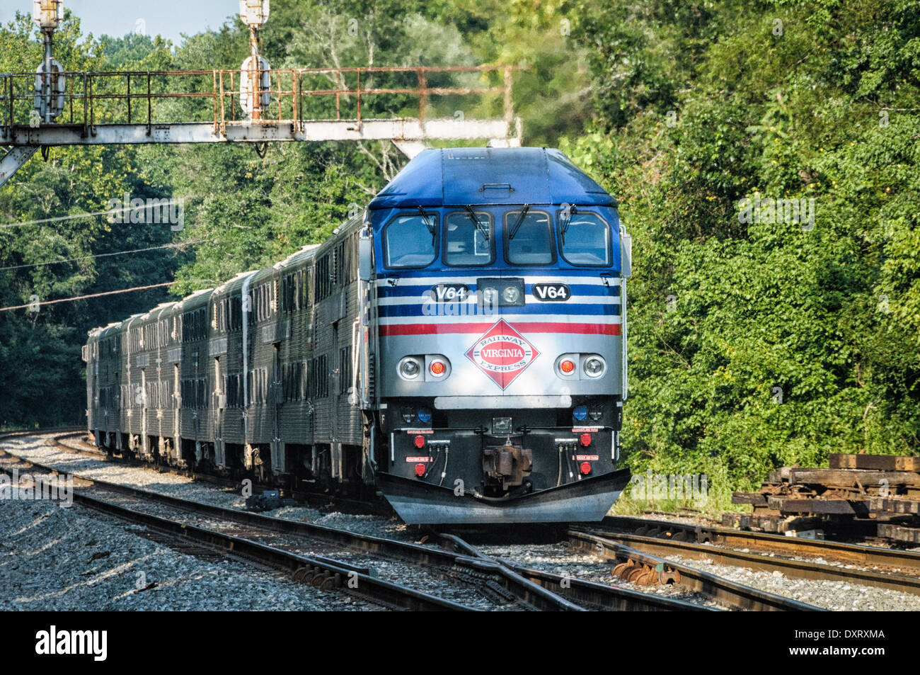 VRE MP36PH-3C Locomotive No 64 passing Clifton, Virginia Stock Photo ...