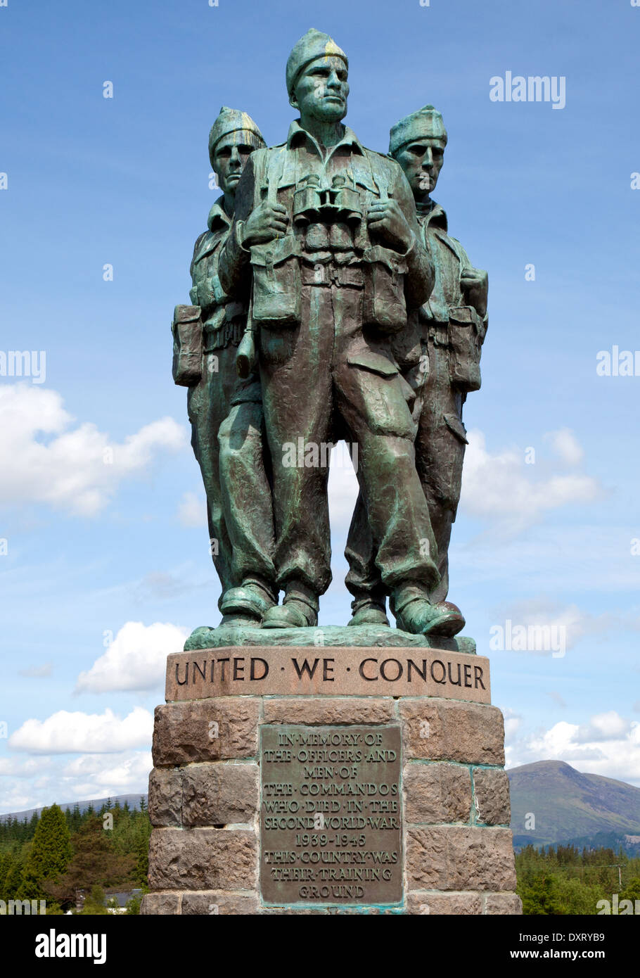 Commando Memorial Statues at Spean Bridge near Fort William Western Highlands of Scotland.United Kingdom Stock Photo