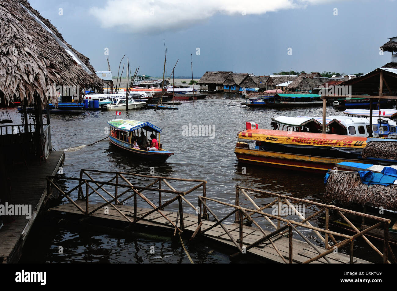 Port of Bellavista- Nanay in IQUITOS . Department of Loreto .PERU Stock Photo