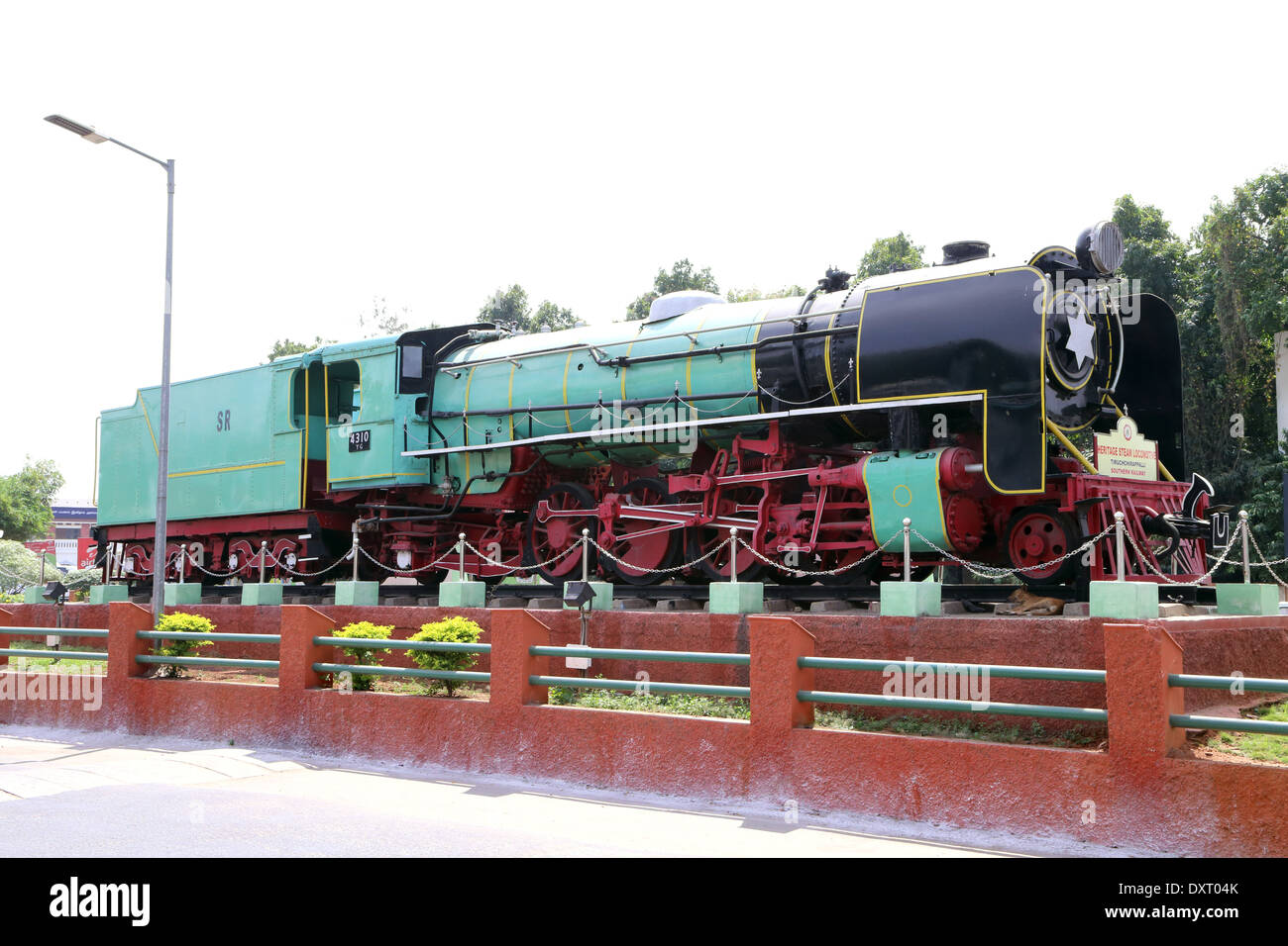 Steam Engine at the entrance of Tiruchirapalli railway junction, Tamil