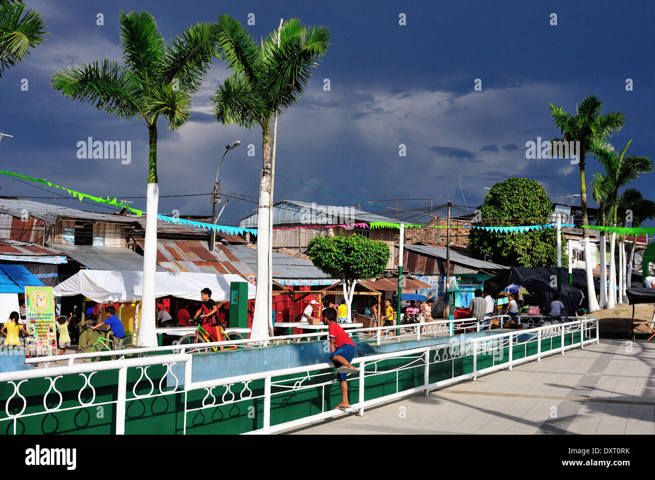 Main Square of Bellavista- Nanay in IQUITOS . Department of Loreto .PERU Stock Photo