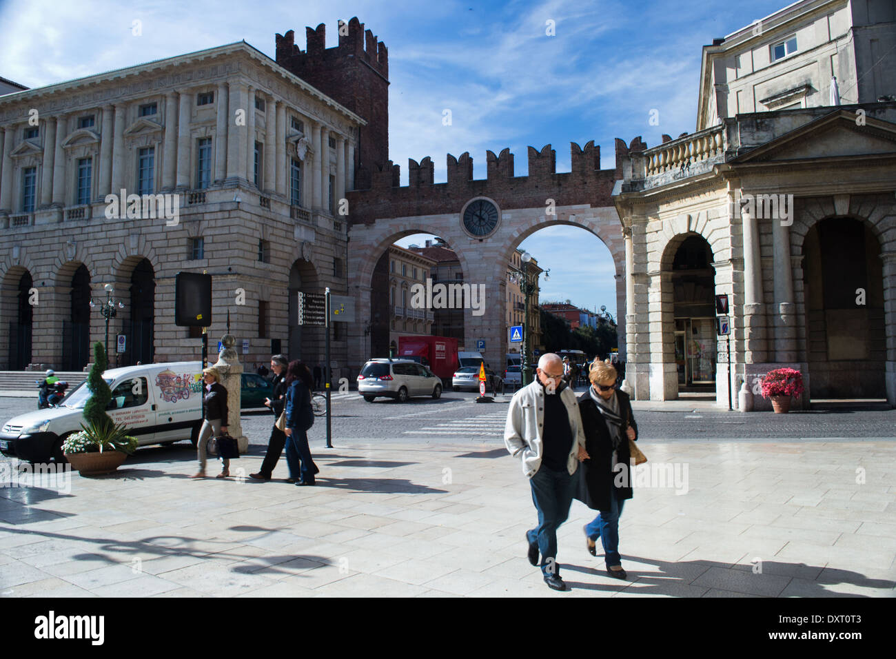 april 26,2012.Verona,italy.restaurants for tourists in the brà  square in front of the famous arena Stock Photo