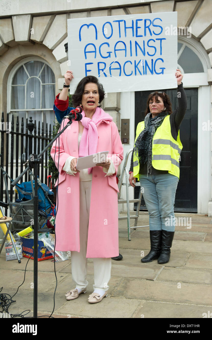 London UK. 30 March 2014. Bianca Jagger (centre, wearing pink) speaks ...