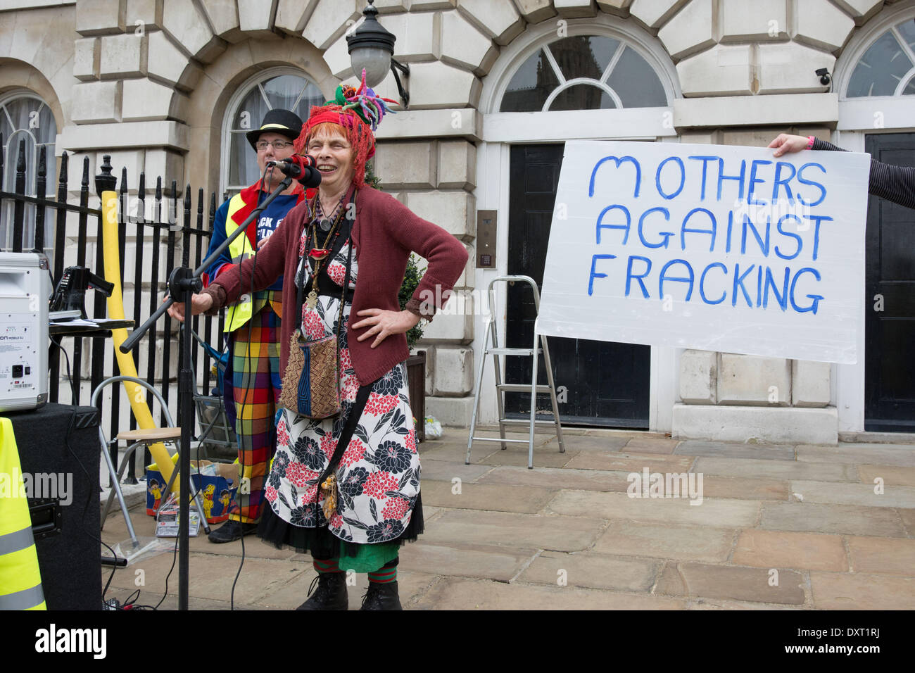 London UK. 30 March 2014. Raga Woods speaks at the Mothers Against Fracking rally in Westminster. Held to co-incide with Mothers Day, it was a family protest called to demonstrate the opposition of entire families to fracking in the UK. Credit:  Patricia Phillips/Alamy Live News Stock Photo