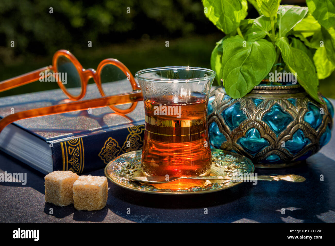 Traditional Arabian mint tea is very refreshing and tasty Stock Photo ...