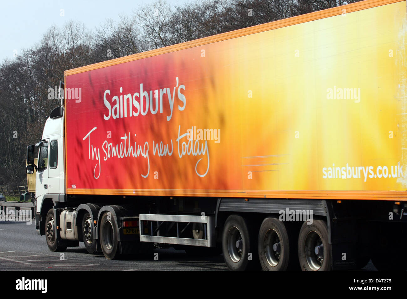 An sainsburys supermarket goods delivery lorry hires stock photography