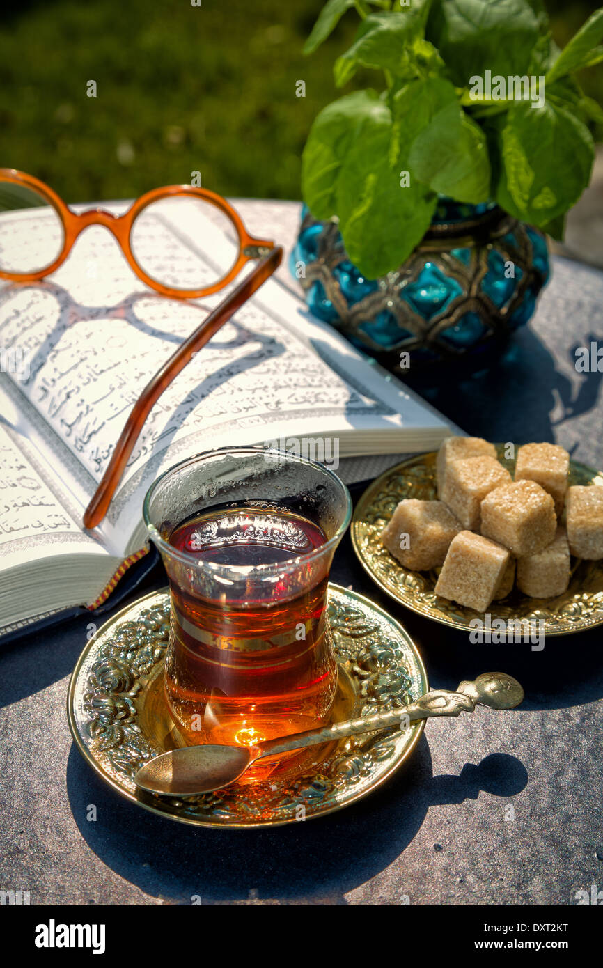 Traditional Arabian mint tea is very refreshing and tasty Stock Photo