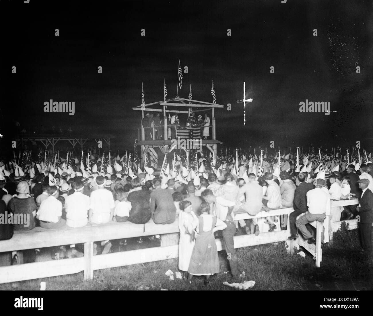 Ku Klux Klan Cross burning, United States of America Stock Photo