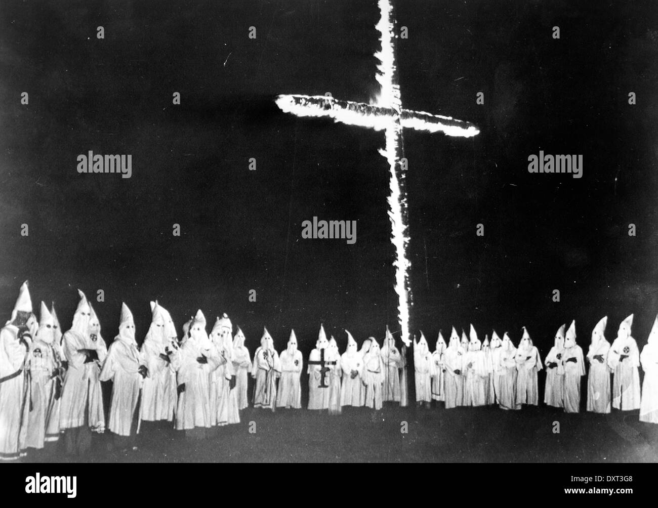 Ku Klux Klan cross burning, United States of America Stock Photo