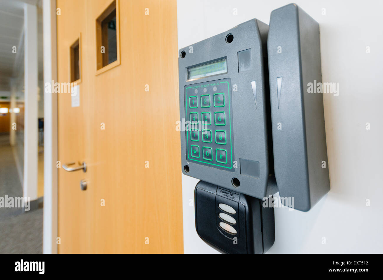 Card reader at an office door to allow access Stock Photo