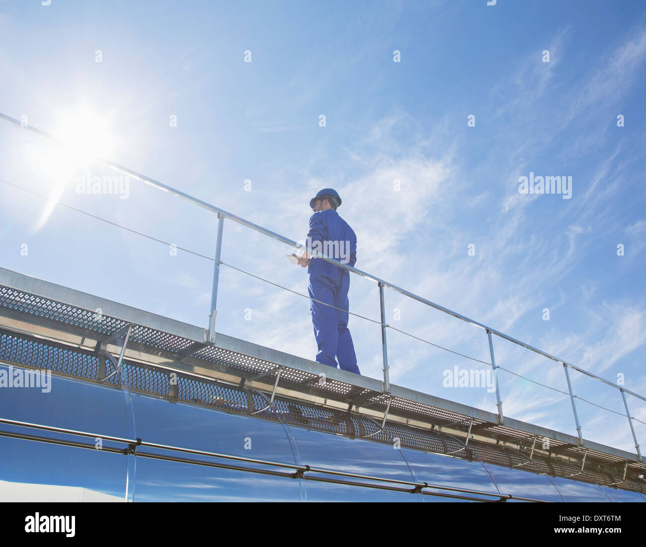 Worker on platform Stock Photo