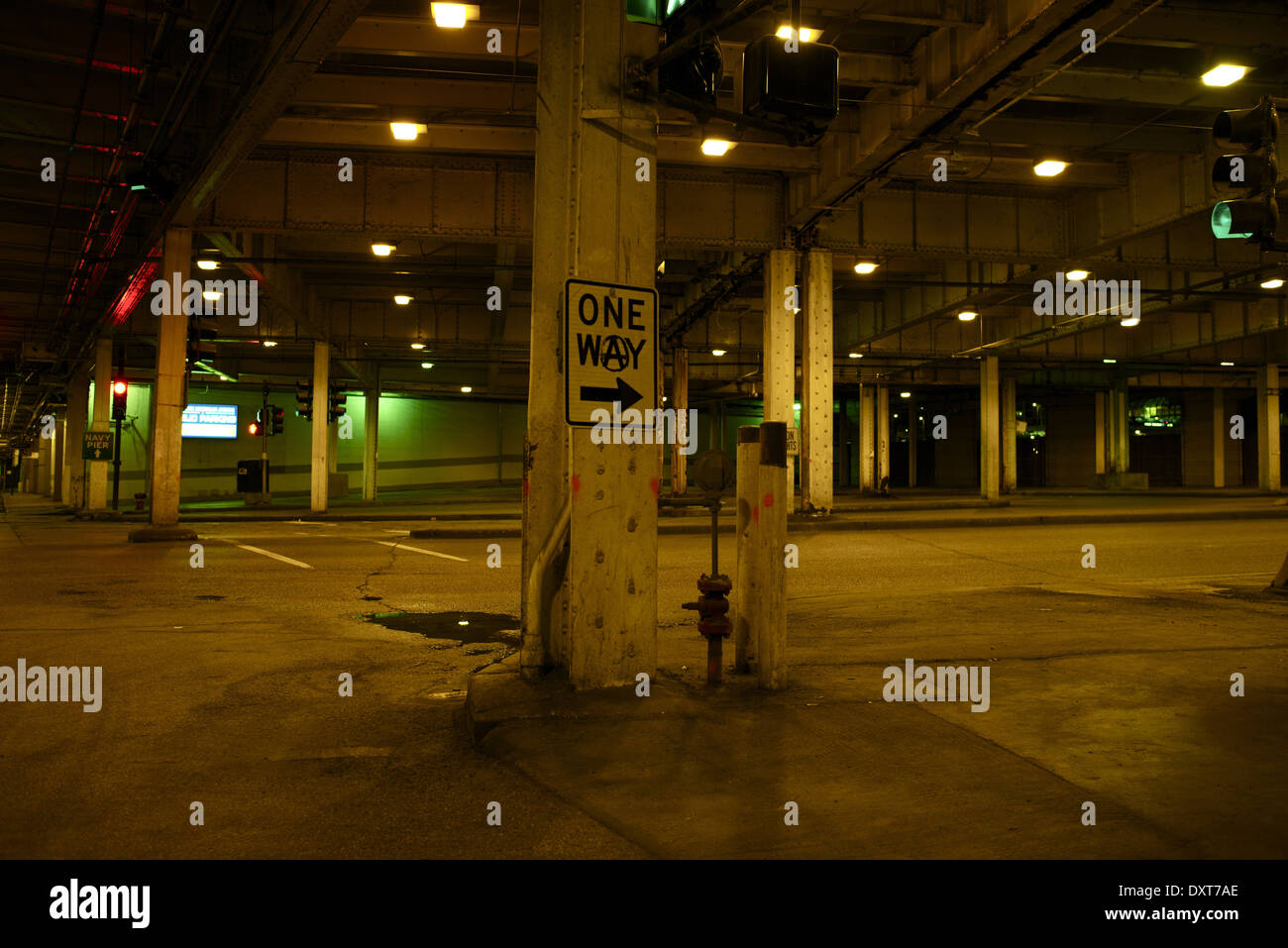 Urban Underground World. Underground Level of Downtown Chicago