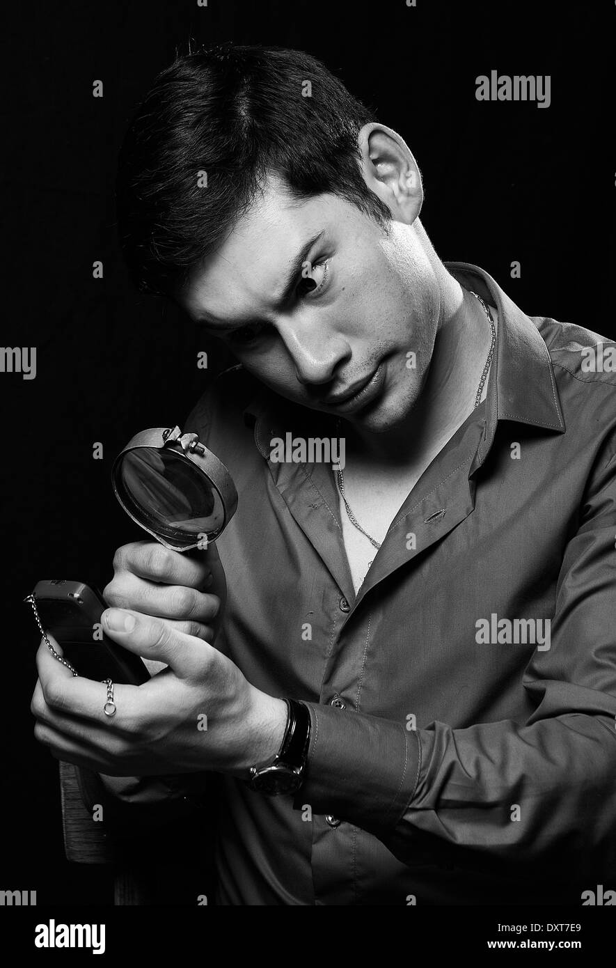 Portrait confident man reading Black and White Stock Photos & Images ...