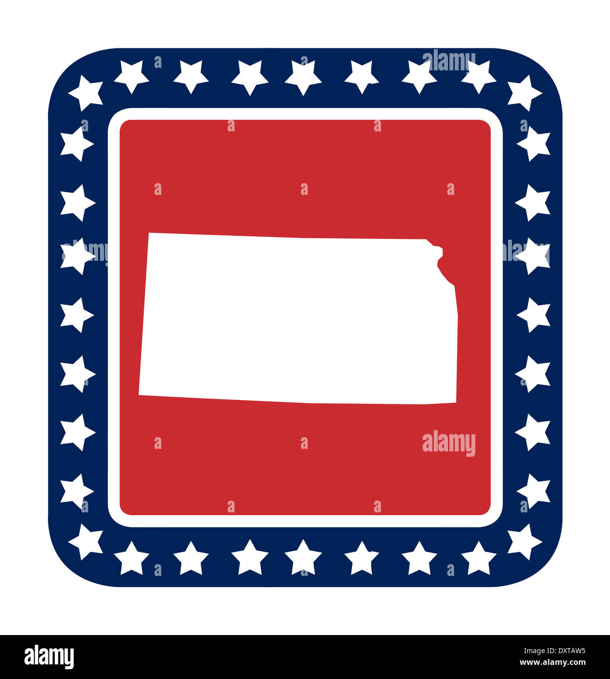Kansas state button on American flag in flat web design style, isolated on white background. Stock Photo