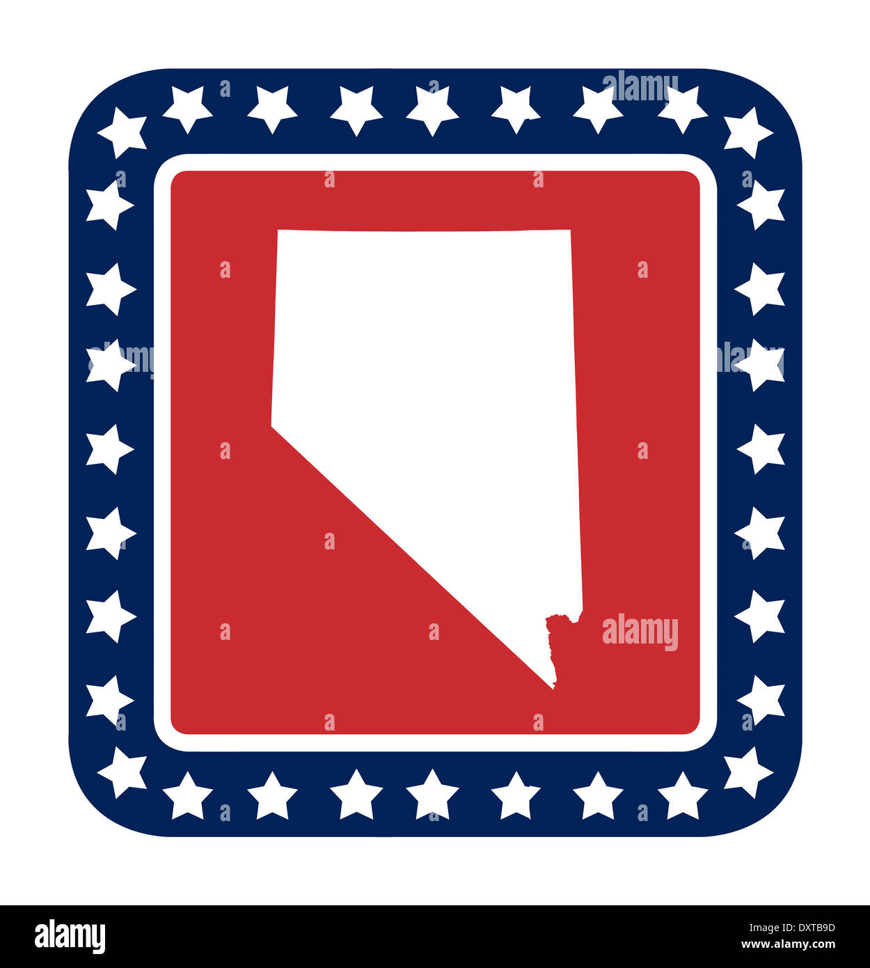 Nevada state button on American flag in flat web design style, isolated on white background. Stock Photo