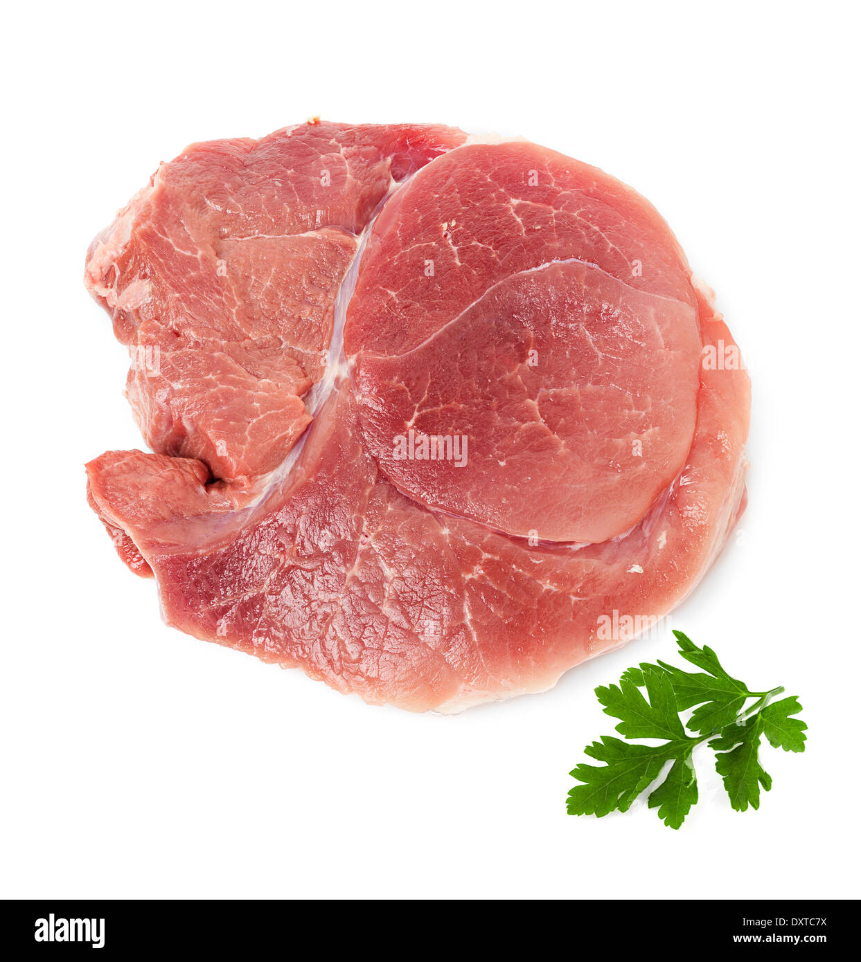 crude meat, steak close-up isolated on white background Stock Photo