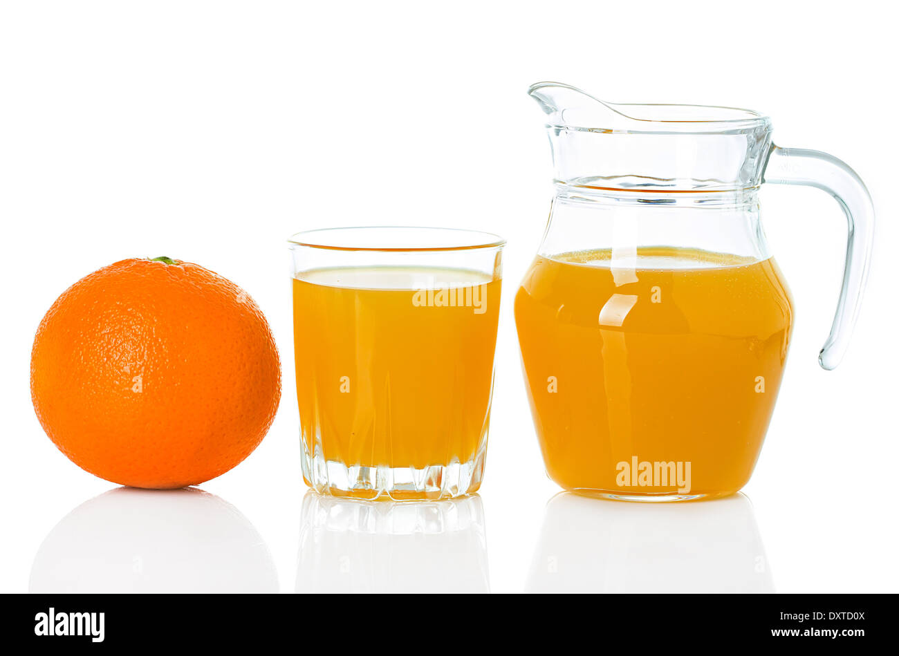Jug and glass with orange juice isolated on white Stock Photo by ©alphacell  64390501