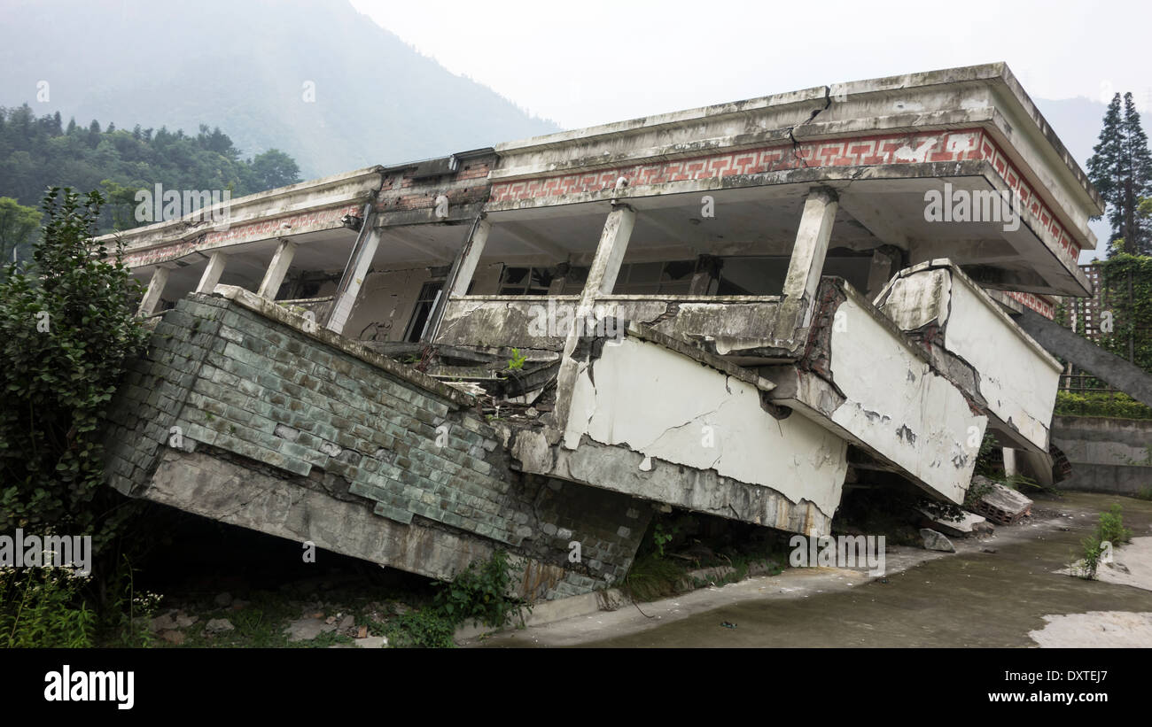 Damage Buildings from the great Sichuan earthquake or Wenchuan earthquake, May 12 2008 Stock Photo