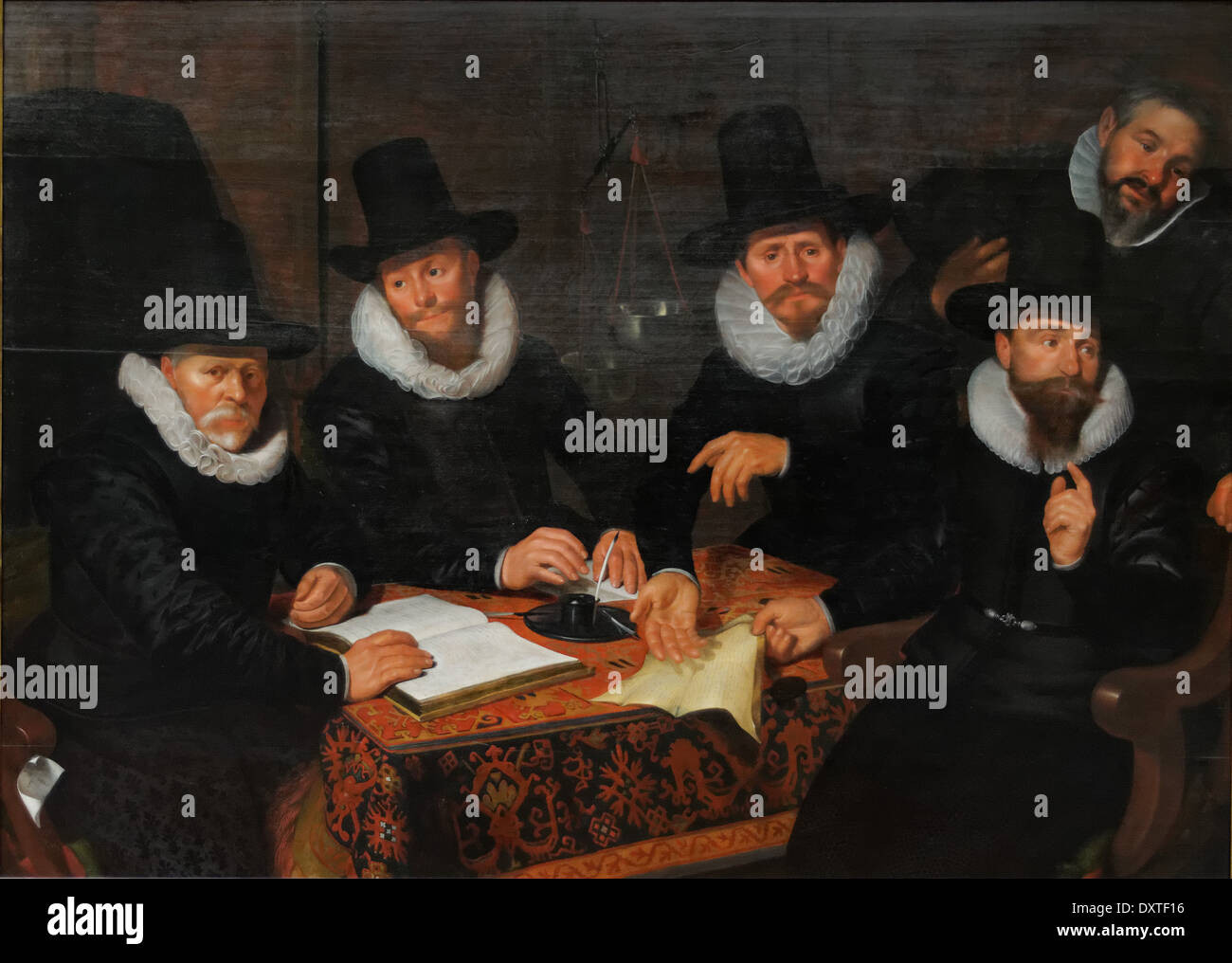 Werner J. van den Valckert - Four Regents of the Groot-Kramergild - 1622 - XVII th Century - Flemish School - Gemäldegalerie - B Stock Photo