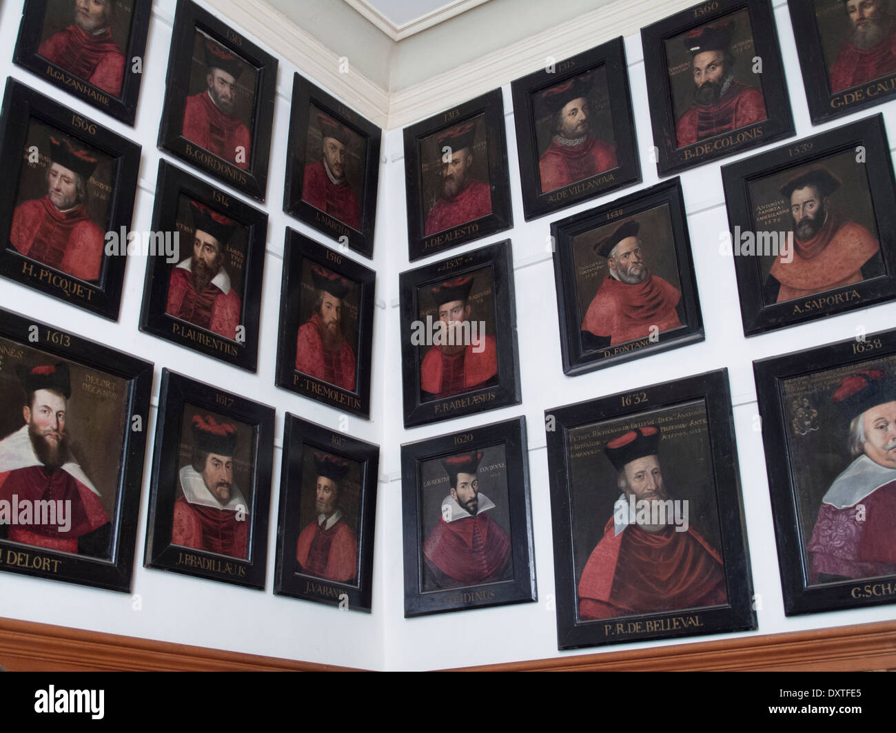 Collection of ancient portraits of deans at the University of Montpellier, France Stock Photo