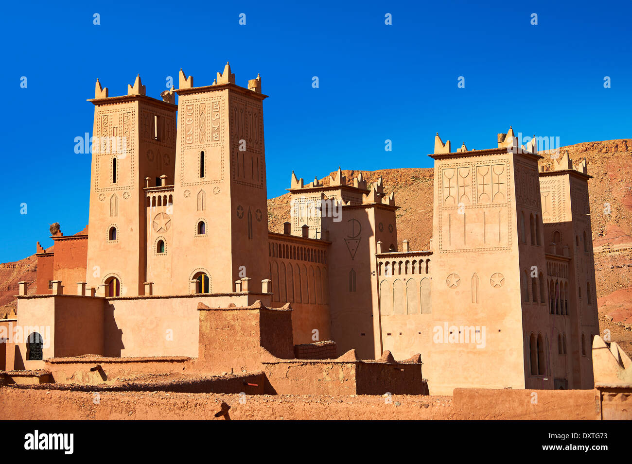 Kasbah of Tamedaght in the Ounilla valley set in the foothills of Altas mountains, Morocco Stock Photo