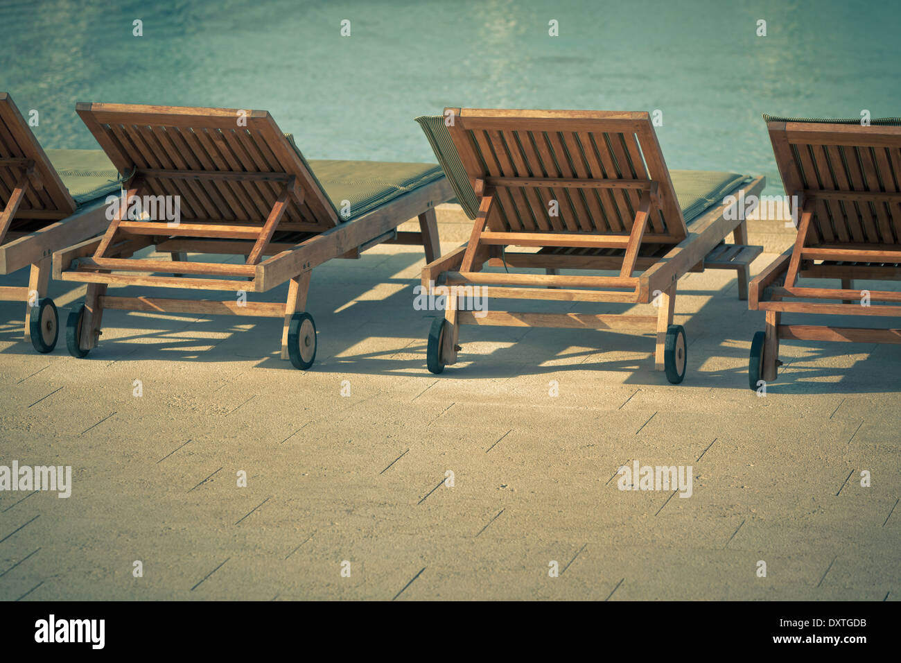 Hotel Poolside Chairs With Pool View Horizontal Vintage