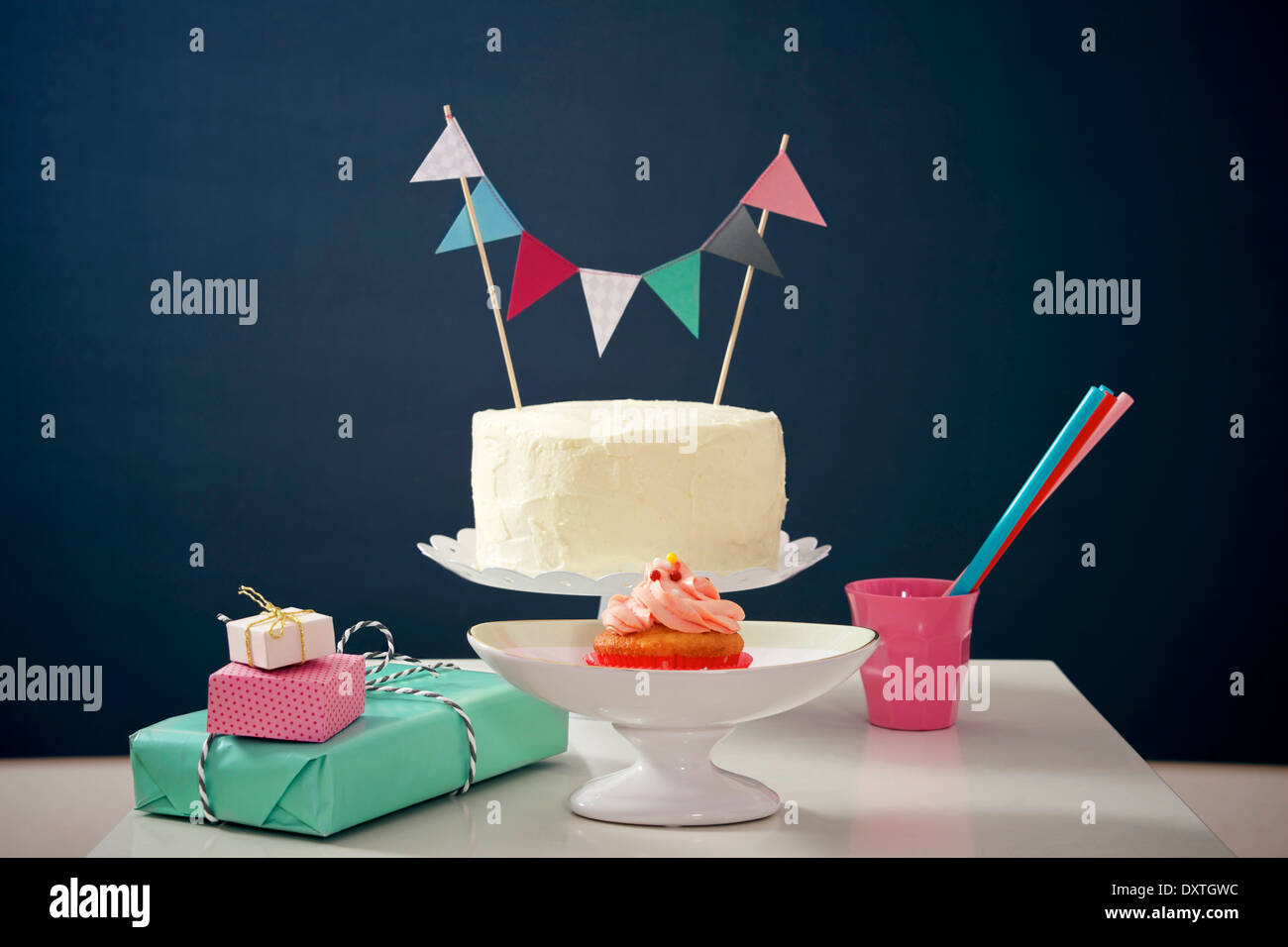 Birthday party, cake and gift boxes, Munich, Bavaria, Germany Stock Photo Alamy