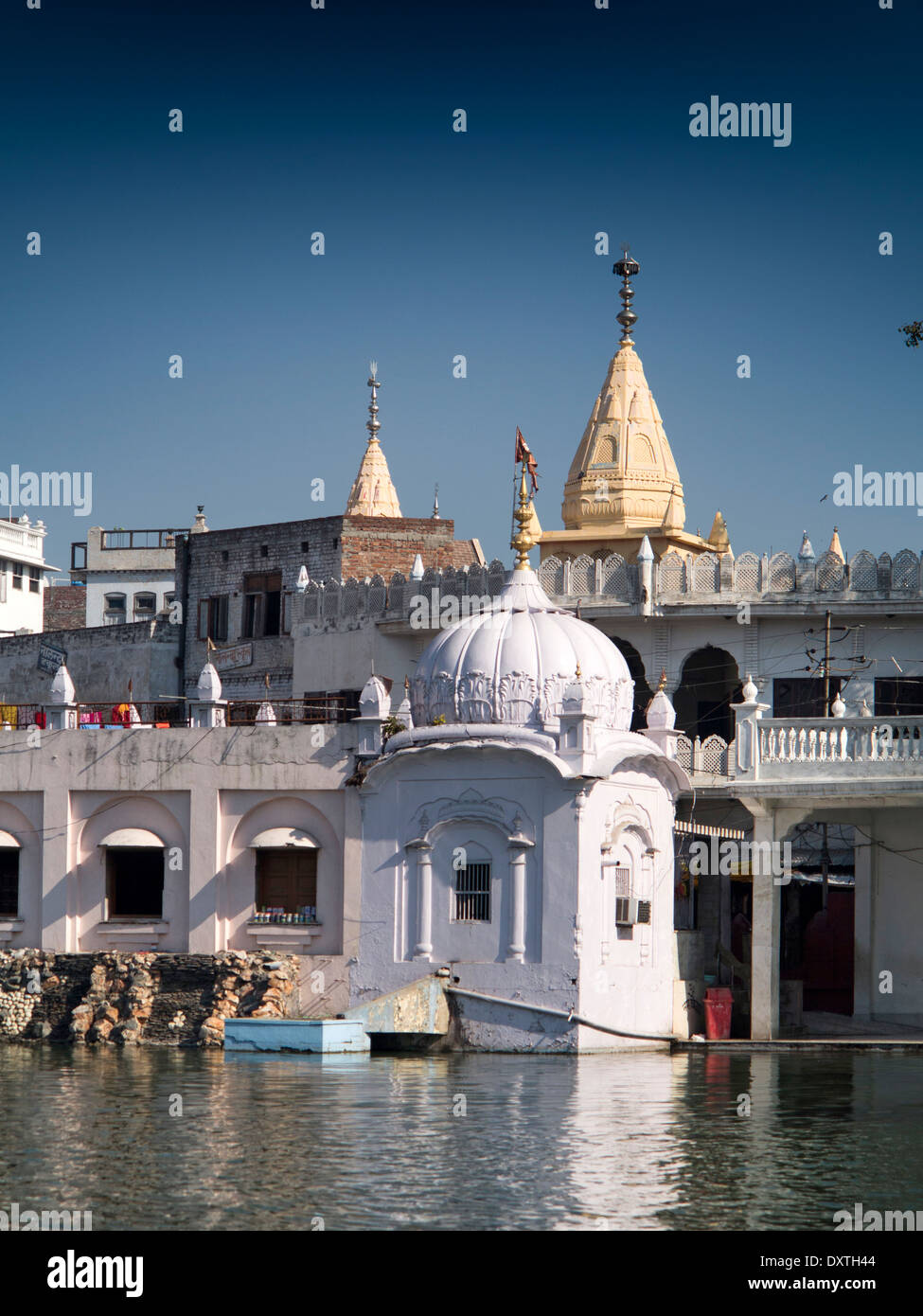 India, Punjab, Amritsar, Gole Bagh, Temples, beside Shree Durgiana Mandir pool Stock Photo