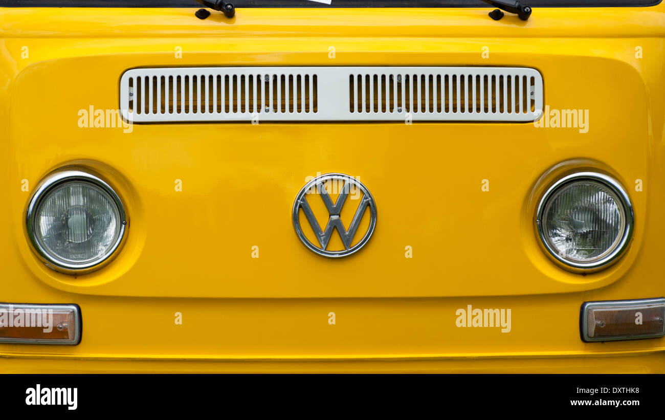 Yellow Volkswagen Van. Stock Photo