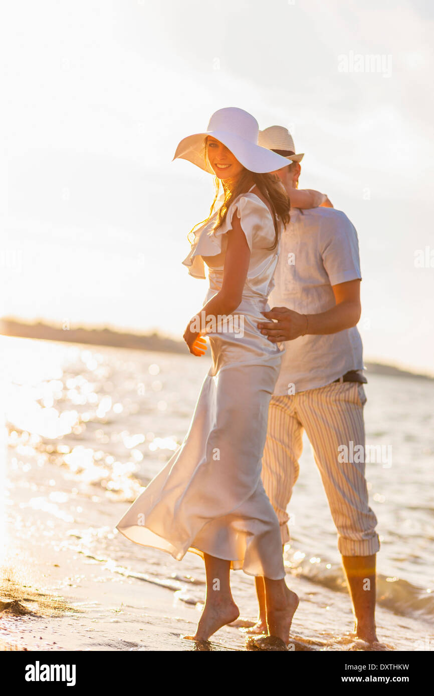 Bride and groom on the beach, Dalmatia, Croatia Stock Photo