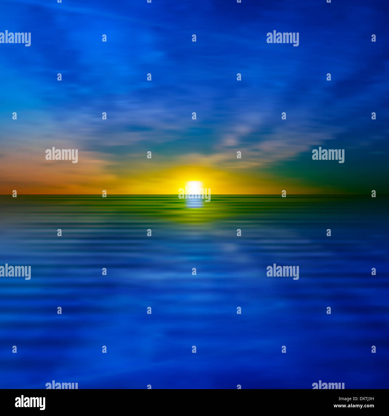 abstract nature background with golden sea sunrise and clouds Stock ...