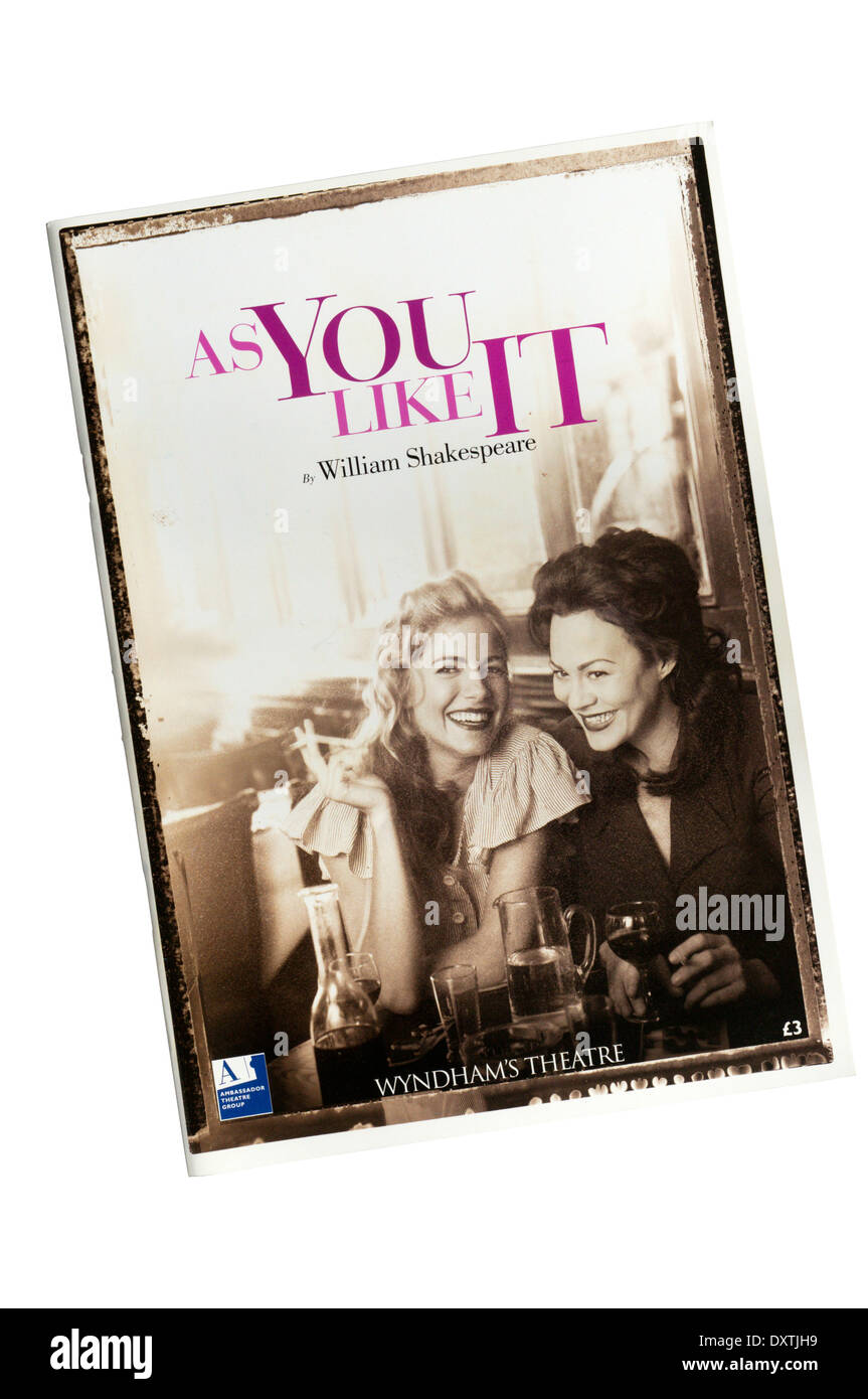 Programme for the 2005 production of As You Like It by William Shakespeare at Wyndham's Theatre. Stock Photo