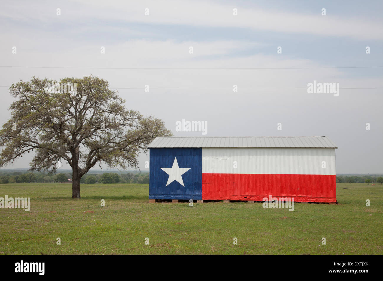 Texas flag painted on barn. Stock Photo