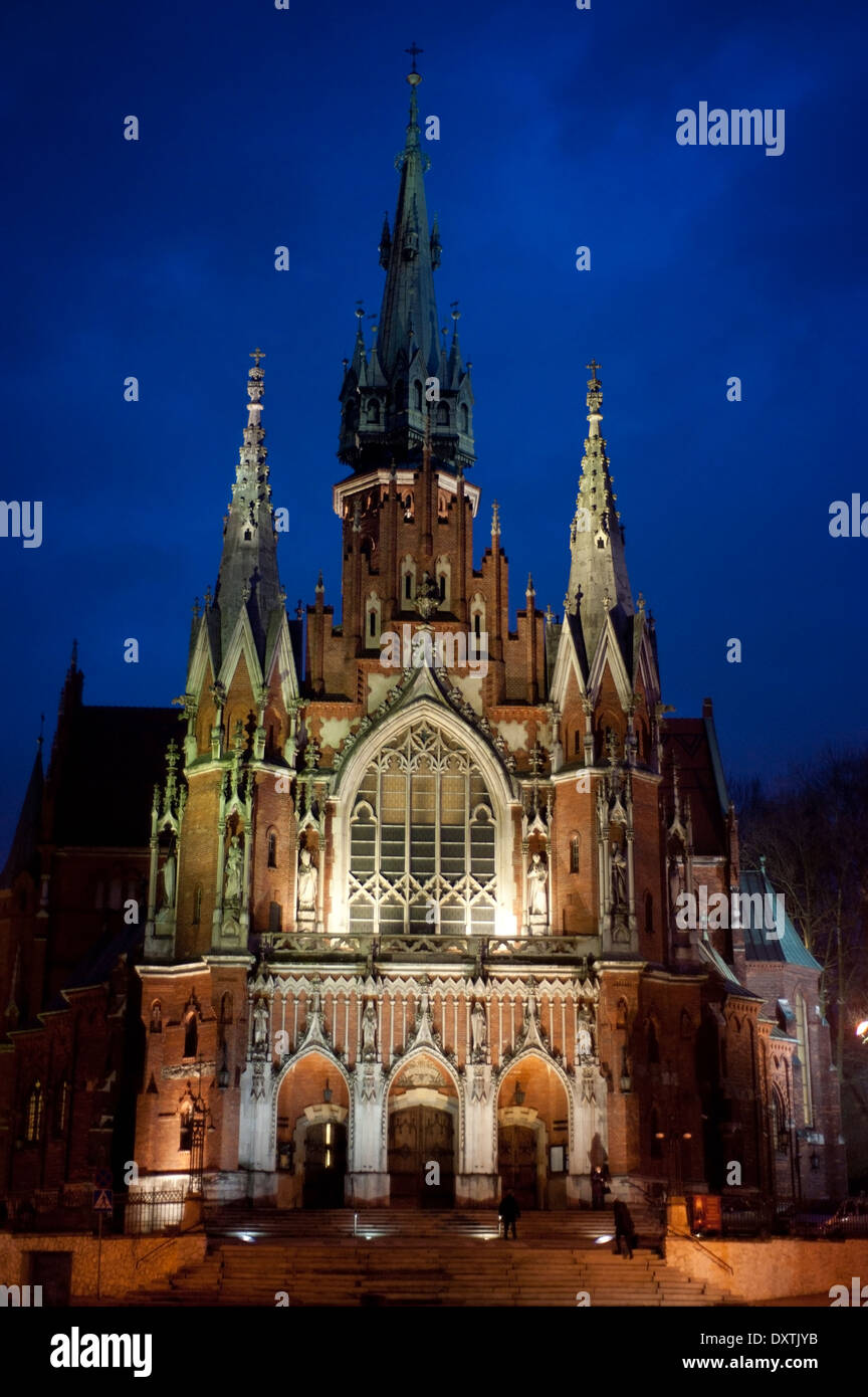 Church of St Joseph - a historic Roman Catholic church in Krakow at dusk, Poland Stock Photo