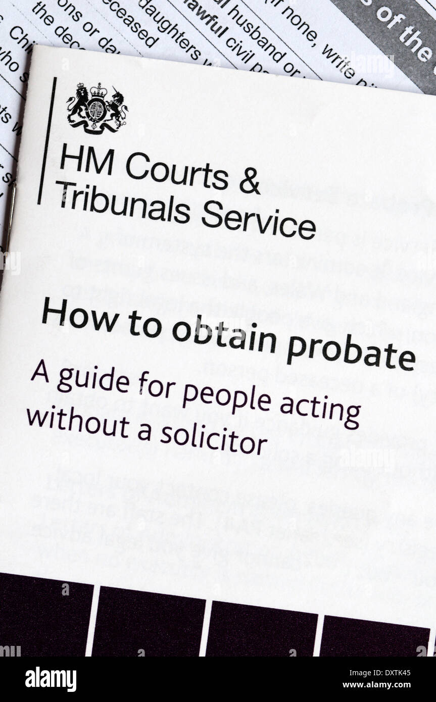 HM Courts & Tribunals Service leaflet PA2 'How to obtain probate'. Stock Photo