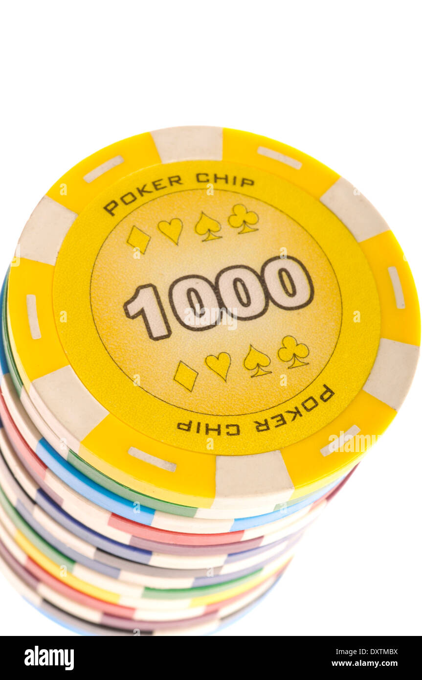 poker chips stacked Stock Photo