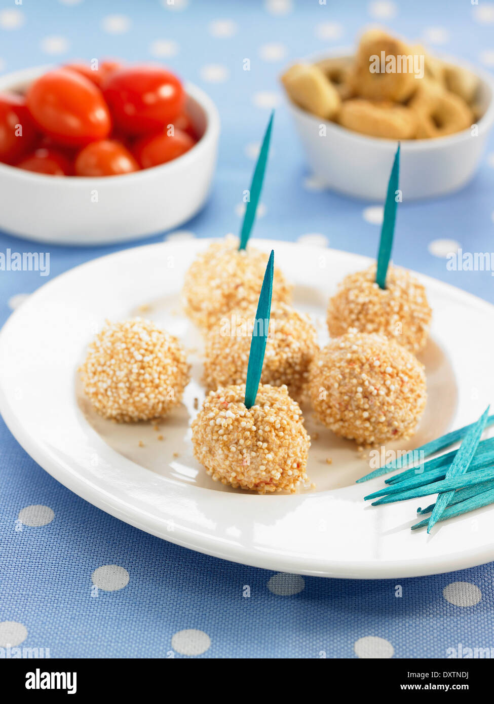 Goat's cheese and amaranto cereal balls Stock Photo