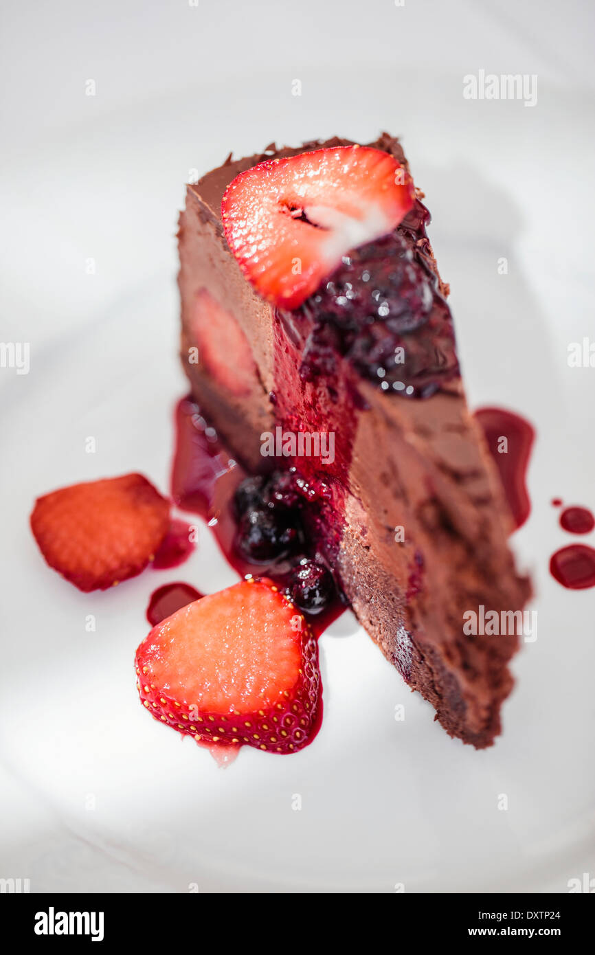 Chocolate Cake with Strawberries Stock Photo - Alamy