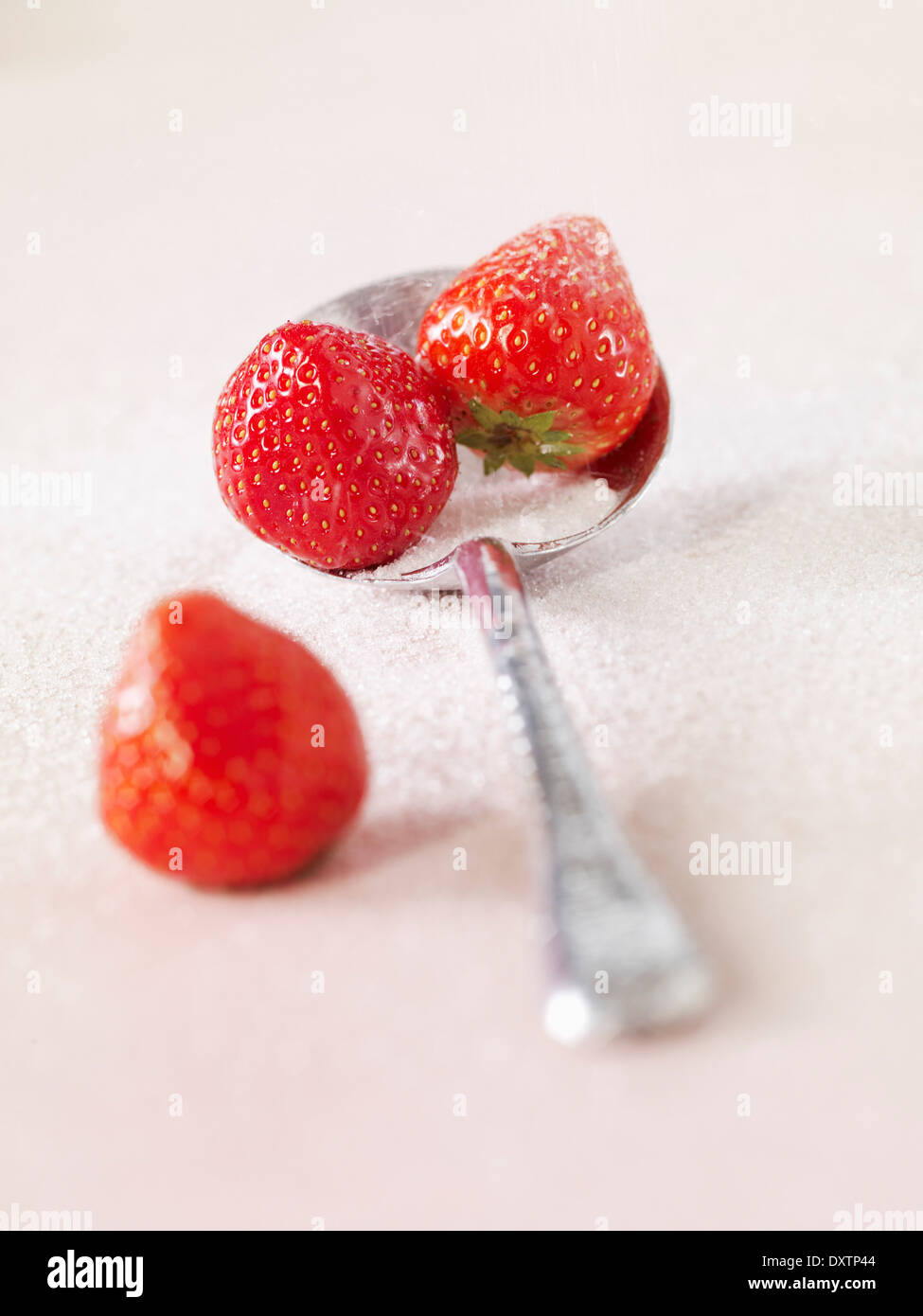 Spoonful of strawberries with sugar Stock Photo Alamy