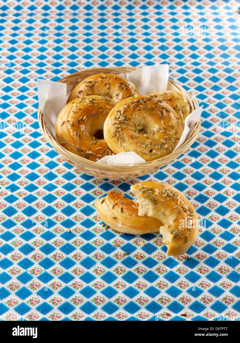 Fennel seed bagels Stock Photo Alamy