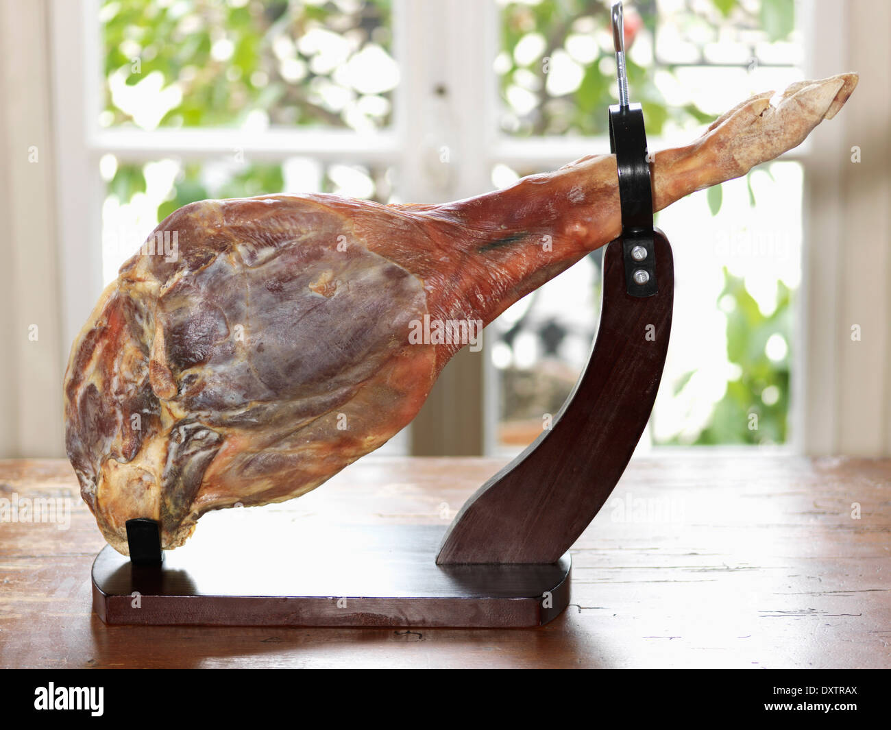 Serrano ham on a carving stand Stock Photo: 68157346 - Alamy
