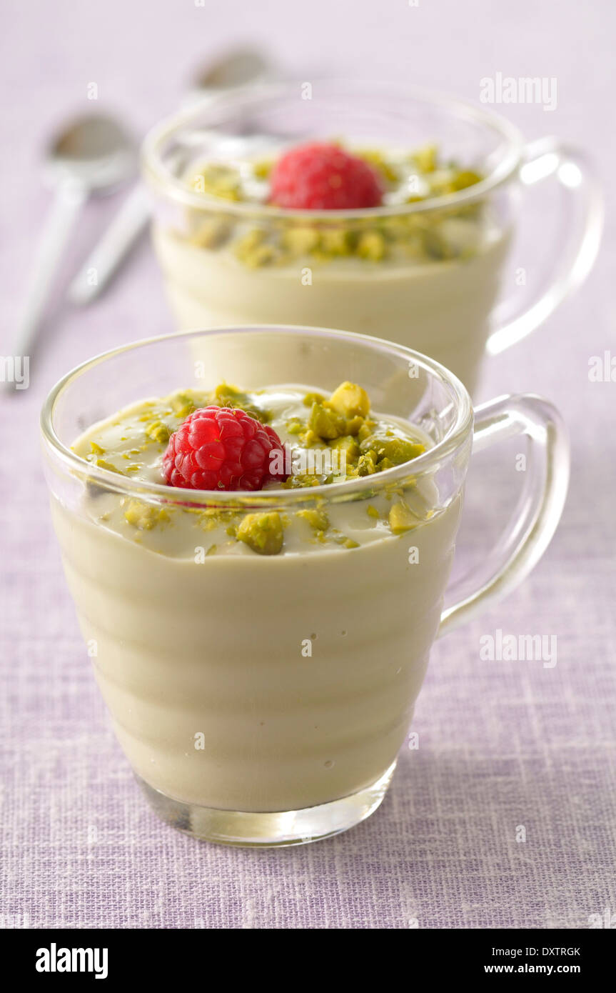 Pistachio cream dessert Stock Photo Alamy
